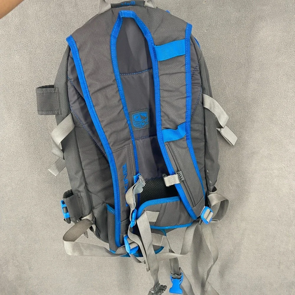 Dakine Mens Gray Blue Multiple Pocket Adjustable Strap Hiking Outdoor Backpack